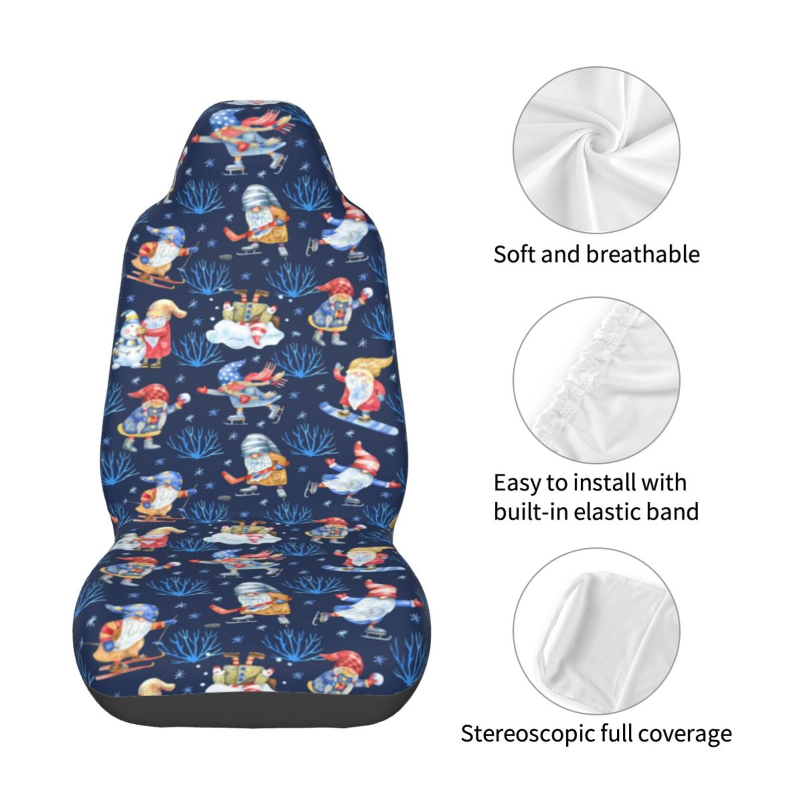 Naloa Winter old man Playtime Car Seat Covers Universal Front Seat Coves for Car Accessories ,Padded Car Covers for Automotive, SUV, Truck, and Van