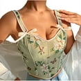 thumbnail image 5 of BLTIBY Women Bustier Corset Court Vintage Body Shaper Printed Sleeveless Vest Tops Renaissance Medieval Waist Cincher Green M, 5 of 9