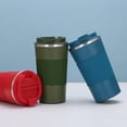 thumbnail image 4 of Taza de café de acero inoxidable, taza térmica de silicona para oficina, para negocios, antiescaldaduras, para coche, taza de agua para coche, 4 of 6