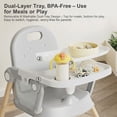 thumbnail image 3 of Oioane 4-in-1 Convertible High Chair for Baby and Toddlers, Foldable Highchairs with Dishwasher Safe Tray, Gray, 3 of 10