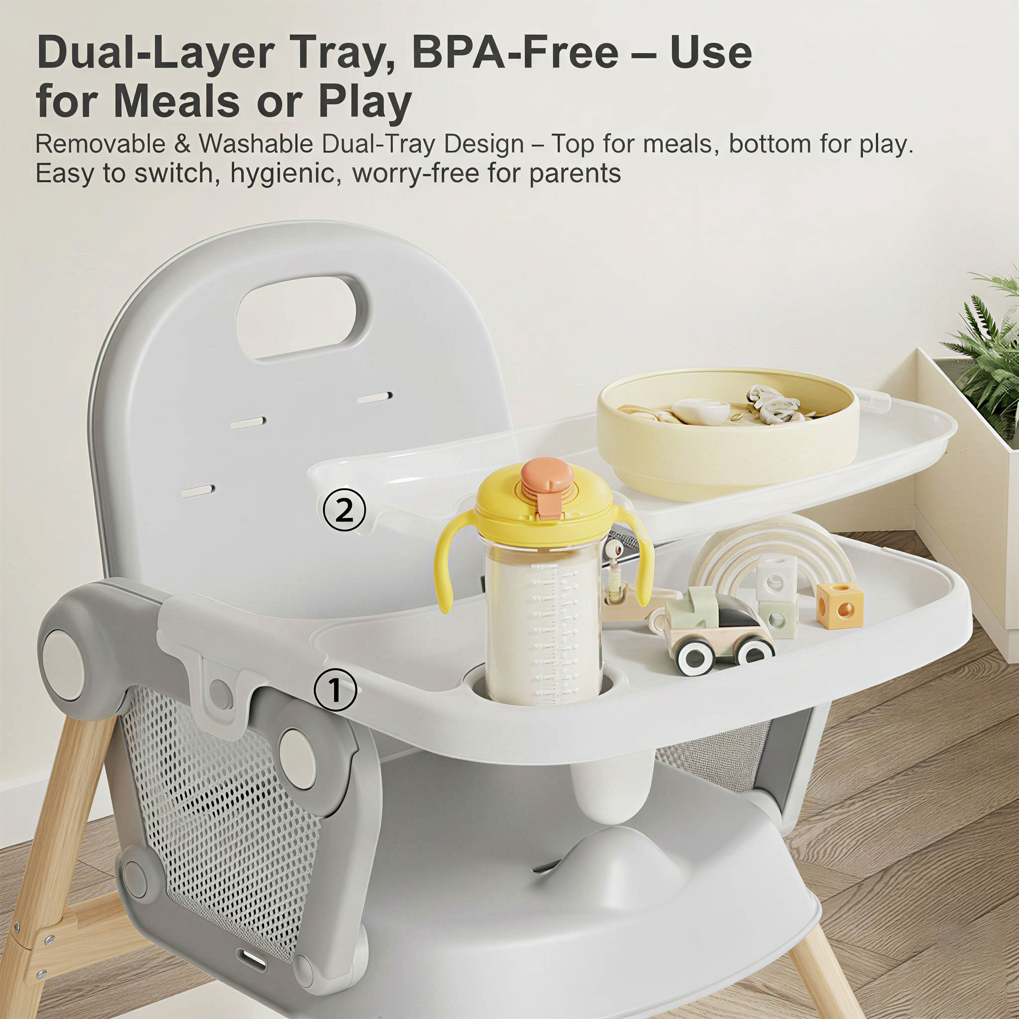 Oioane 4-in-1 Convertible High Chair, Gray photo 3