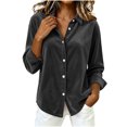thumbnail image 4 of Edvintorg Womens Tops Dressy Casual Button Down Velvet Shirt Long Sleeve Turndown Collar Blouse Womens Fashion S-2XL Dark Gray, 4 of 8