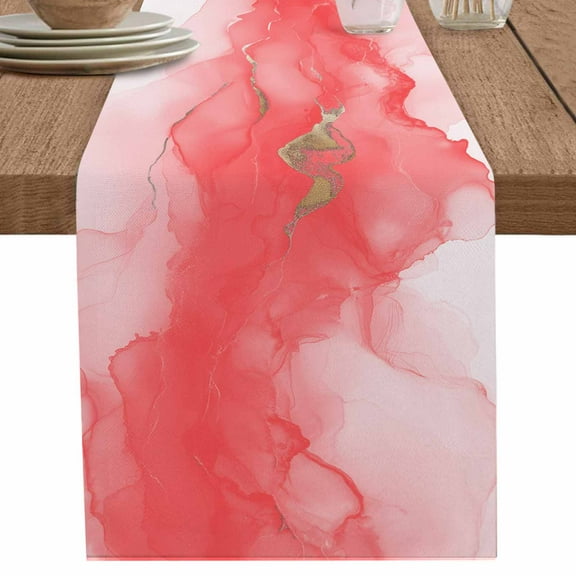 nqOlkjepod Pink Marble Table Runner 36 Inches Long Farmhouse Dress Scarves, Modern Ombre Abstract Ink Painting Art Dining Tablerunner for Coffee Table/Kitchen Island/Party Décor, Small 13" x 36"