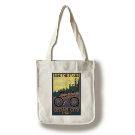 Cedar City, Utah - Mountain Bike Scene - Ride the Trails - Lantern Press Artwork (100% Cotton Tote Bag -