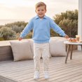thumbnail image 5 of Grblisyd Boys Waffle Knit Quarter Zip Sweatshirts Long Sleeve Stand Up Collar Pullover Soft Breathable Casual Outfits for Kids, 5 of 6