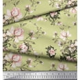 thumbnail image 2 of Soimoi Beige Rayon Crepe Fabric Leaves & Rose Floral Decor Fabric Printed Yard 46 Inch Wide, 2 of 3