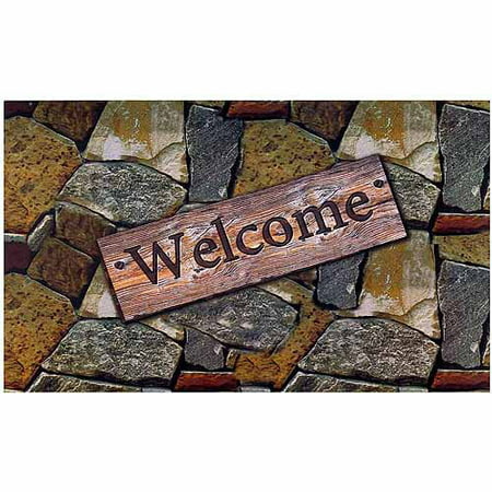 Welcome Quarry Stones Outdoor Rubber Entrance Mat