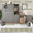 thumbnail image 5 of Multifunctional Wardrobe with 2 Doors and Hanging Rod, Wooden Clothes Closet with Convertible Desk and Storage Drawers, Multi-Storage Spaces for Bedroom, Cloak Room, Laundry,3 pcs shipment, 5 of 6