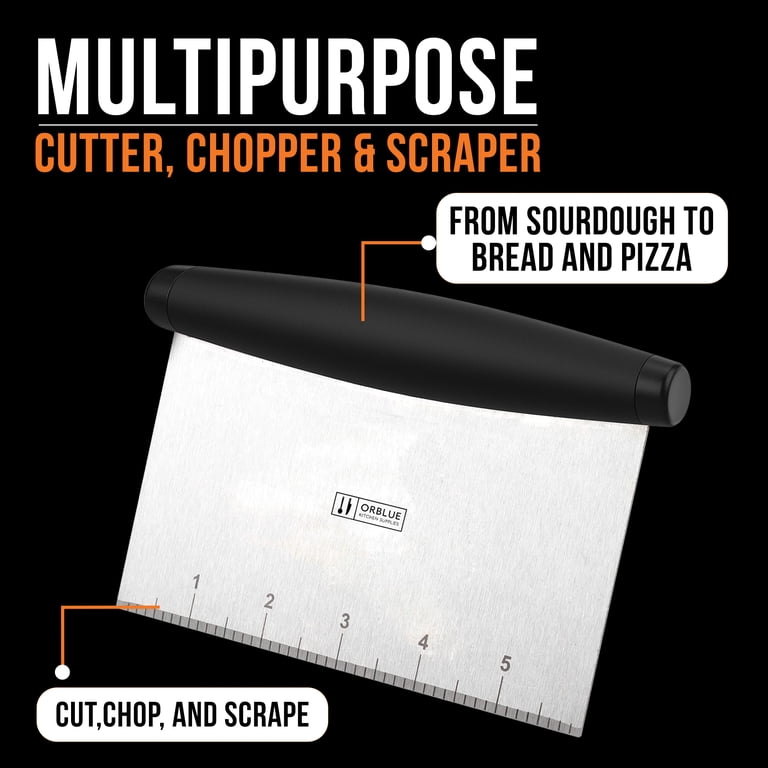 Premium Stainless Steel Bench Scraper With Wood Handle – Dough Cutter & Pastry Tool