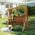 thumbnail image 4 of OverPatio Multi-person Swing,880lbs Plus Size,Patio Porch Wooden Swing with Adjustable Chains for Outdoors(4FT,Rustic), 4 of 10