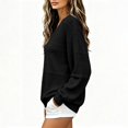 thumbnail image 5 of Vinsonshop Women's V Neck Lightweight Sweaters Casual Long Sleeve Pointelle Knit Pullover Loose Slouchy Tops Black L, 5 of 5