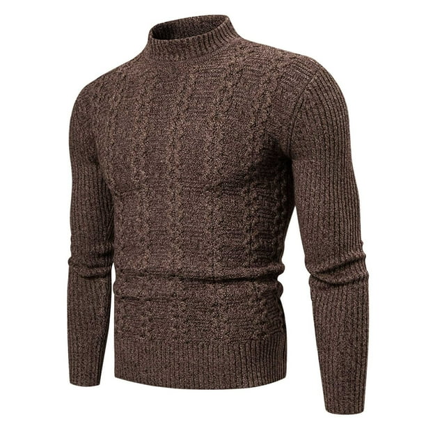 Gibobby Sueter para hombre Sueter de cuello alto falso playera de manga larga mezcla de lana sueteres Cafe XG Bodega Aurrera en linea