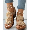 thumbnail image 2 of Wedge Gladiator Sandals for Women Peep Toe Mid Heel Bohemian Beach Sandals Summer Shoes, 2 of 9