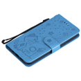 thumbnail image 5 of SaniMore for iPhone 14 Plus 6.7" 2022 Case, PU Leather Skin with Embossed Cat Flip Magnetic Cover Card Slots Kickstand Detachable Lanyard Full Around Wallet Shell  For iPhone 14 Plus, Blue, 5 of 10