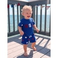 thumbnail image 4 of Cenuakty 2Pcs Toddler Boy Outfit Independence Day Short Sleeve Crew Neck Star Print Tops and Shorts Set, 4 of 9