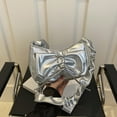 thumbnail image 3 of 7829 Chic Pleated One Shoulder Bag Casual Unique Bowknot Crescent Shape Fashion Purse, 3 of 20