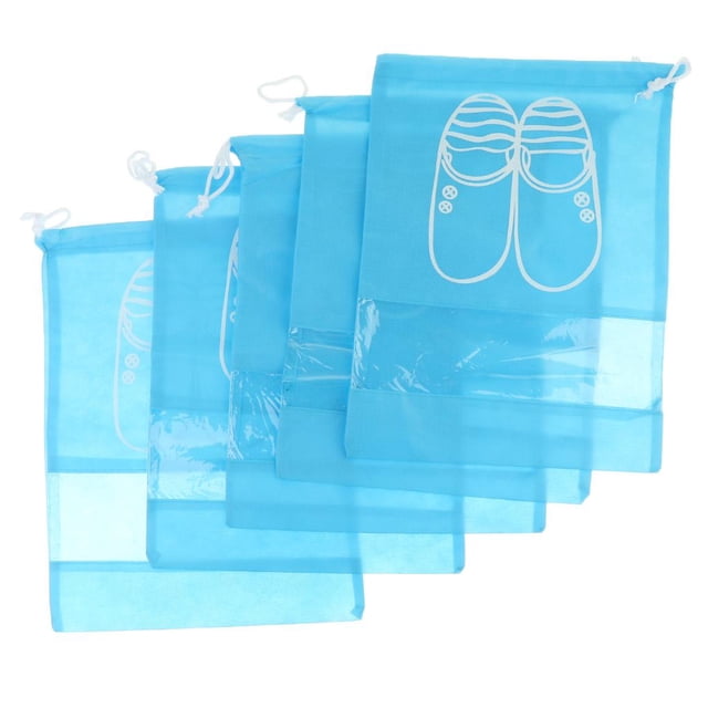5 bolsas para zapatos con ventana transparente, a prueba de polvo, con cordón ajustable, tamaño mediano. Medio