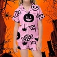 thumbnail image 2 of CONZONE Halloween Pajamas for Little Girls Printed Short Sleeve Button Down Tops and Shorts Hallowmas Loungewear Soft 2 Piece Girls Pjs Set Size 6-7 Years, 2 of 4