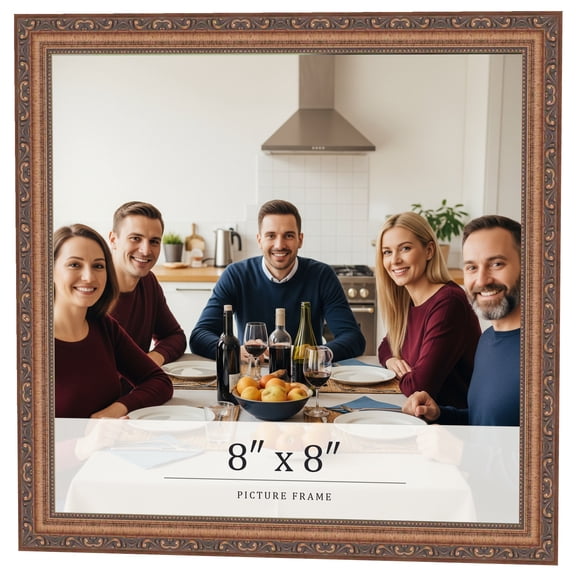 8x8 Frame Gold Solid Wood Picture Frame Width 1.25 Inches | Interior Frame Depth 0.375 Inches |