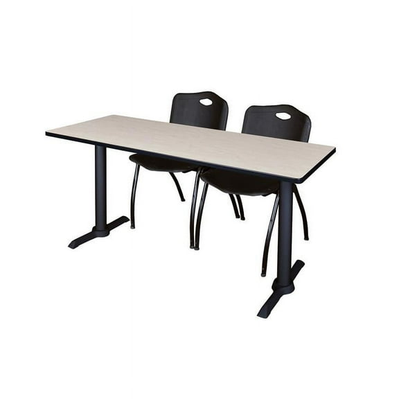 Regency Cain 66" x 24" Training Table- Maple & 2 'M' Stack Chairs- Black