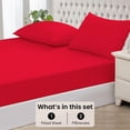 thumbnail image 3 of Fitted Sheet + Pillowcase Set 800 Thread Count 100% Egyptian Cotton 3-Piece ( 1-Fitted + 2-Pillowcase ) Queen Size (60" x 80") Inch 18-Inch Deep Pocket, All-Around Elastic Red Stripe, 3 of 6