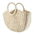 thumbnail image 5 of Beach Holiday Bag Half Round Straw Handbag black, 5 of 5
