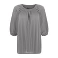 thumbnail image 6 of Ichuanyi Womens Tops Women's Solid Color Loose Round Neck Sleeve T-Shirt Tops, 6 of 9
