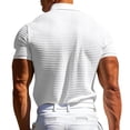 thumbnail image 4 of Domuza Mens Textured Polo Shirt Lightweight Casual Knit Short Sleeve Button Down Tops Summer Loose Fit Waffle Knit Pullover Tees White M, 4 of 5