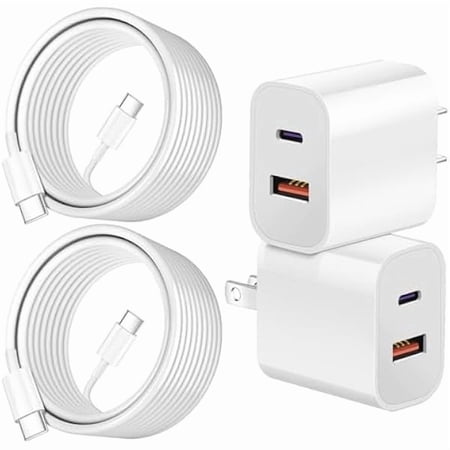 Quyaojz for iPhone 16 15 Charger Fast Charging Block Dual Port USB A/C Charger Adapter Plug 2Pack Quick Double USB A/C Wall Power Plug 6FT USBC to C Cable Compatible With iPhone 16 Max/16 16Max/15/