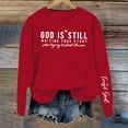 thumbnail image 2 of Ediodpoh Women's Sweatshirts Letter Print Pullover Round Neck Top for Fall and Winter Casual Comfortable Sweatshirt Red M, 2 of 3