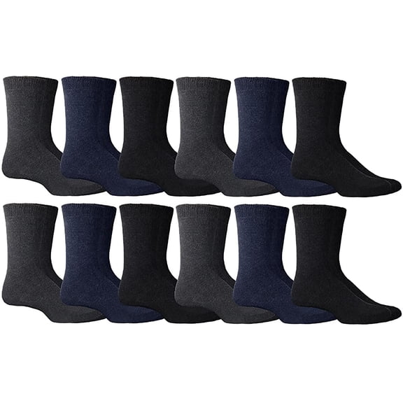 SOCKS'NBULK 12 Pairs Cotton Thermal Crew Socks, Men Women, Warm Thick Boot Sock, Bulk