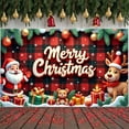 thumbnail image 7 of Plaid Pattern Christmas Banner Snowflake Design Merry Christmas Banner Santa Claus Reindeer Xmas Banner for Christmas Party Home Decoration Holiday Celebration, 7 of 7