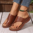 thumbnail image 2 of Rokment Orthopedic Wedges Walking Flip Flops for Women 2026 Summer Beach Fashion Casual Leather Platform Arch Support Slip on Sandals Comfortable Thongs Slides Slippers Vacation Brown Size 9.5, 2 of 5