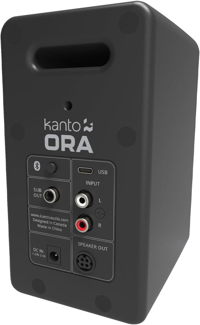Kanto ORAMB Powered Reference Bluetooth Desktop Speakers - Black Pair with Kanto S2 Angled Desktop Speaker Stands for Small Speakers - Black Pair (2023)