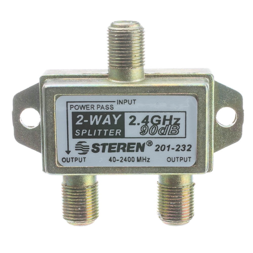 2 Way Coaxial Splitter, 2 GHz, 90dB, 1-DC Passing - Walmart.com ...