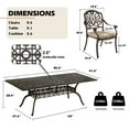 thumbnail image 5 of Magic Union 9 Pieces Outdoor Dining Set, Cast Aluminum Retro Patio Dining Set Includes 87" Rectangular Dining Table with Umbrella Hole and 8 Stackable Dining Chairs with Khaki Cushions for Garden Yard, 5 of 9