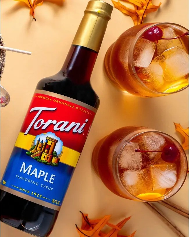 Torani Maple Flavouring Syrup, 25.4 fl oz (750ml) Glass Bottle with Absol Gold Pump