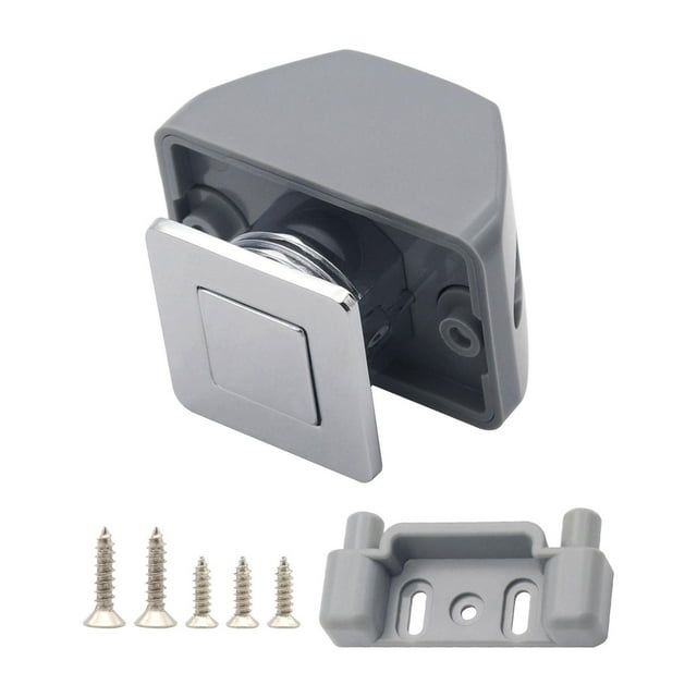 Lipstore Push Button Latch Sturdy Replacement RV Push Cabinet Lock Marine Latch for Boats Gray