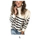 thumbnail image 5 of Suéter de nailon Qarigey Stay Cozy de invierno para mujer a rayas con cuello alto L, 5 of 6