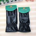 thumbnail image 3 of Guantes de cuero PU con pantalla táctil para hombres y mujeres, guantes cálidos de invierno, gruesos y modernos de color negro, 3 of 4