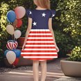 thumbnail image 4 of MKOSPLRT Robe Drapeau Américain Fille 4 Juillet Patriotique Robe Ligne A Manches Volantées USA Stars Stripes Robes Liquidation Vêtements Drapeau USA, 4 of 6