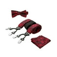 thumbnail image 1 of Bretelles et Nœud Papillon Floral Paisley pour Hommes, 6 Pinces Réglables, Poche Carrée Rouge, 1 of 7