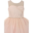 thumbnail image 4 of Little Girls Dress Illusion Neckline Rhinestones Junior Bridesmaid Flower Girl Dress Blush Size 6  (T10R39K), 4 of 4