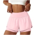 thumbnail image 4 of COMVALUE Women's Running Shorts with Zipper Pocket 2 in 1 High Wasited Workout Athletic Gym Yoga Spandex Shorts for Women Pink S, 4 of 7