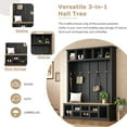 thumbnail image 3 of Bellemave 59"W Farmhouse Hall Tree with Storage Shelves and Shoes Rack Multi-functional Coat Rack with Hooks Entryway Shoes Storage Seating Bench Coat Hanger for Hallway (Black, With Shoes Rack), 3 of 10