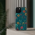 thumbnail image 3 of DistinctInk Clear Hybrid Case for Apple iPhone 12 (6.1" Screen) - Vibrant Spring Blossoms on Teal Background - Tempered Glass Back, 3 of 8
