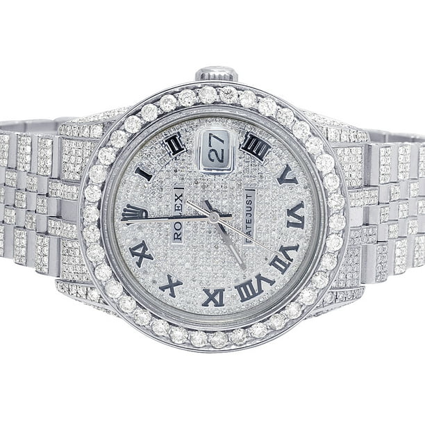 Rolex Datejust 36MM S.Steel Iced Out Diamond Watch 14.75 Ct -