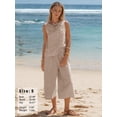 thumbnail image 3 of EASYBRAUS Women Cotton Two Piece Summer Outfit Striped Tank Top Cropped Pants Set, 3 of 6