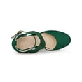 thumbnail image 4 of BLISSFUL STEP Women's Espadrilles Wedge Sandals Platform Close Toe Cross Strap Sandal Emerald Green 8.5, 4 of 8