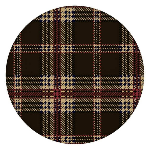 Retro Plaid Tablecloth Featuring Abstract Checkered and Striped Fusion, Vintage Buffalo Plaid Pattern, Rustic Farmhouse Table Decor